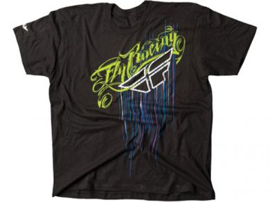 Fly Racing Script Drip T-Shirt-Black