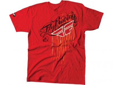 Fly Racing Script Drip T-Shirt-Red
