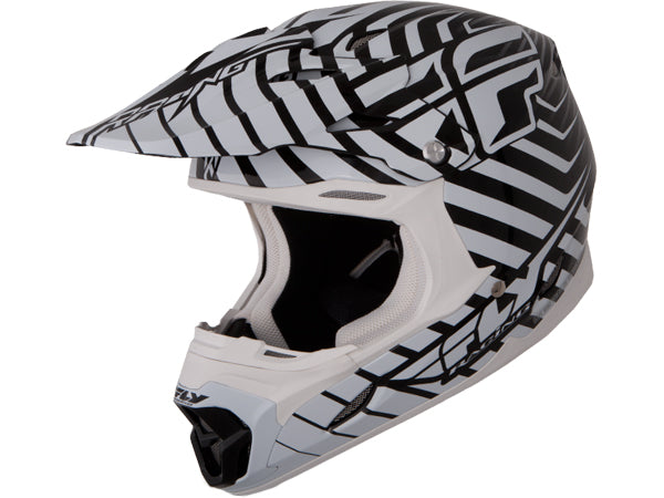 black and white helmet motorcycle Fly Racing 2013/2014 Three.4 Helmet-White/Black at J&R Bicycles – J&R  Bicycles, Inc