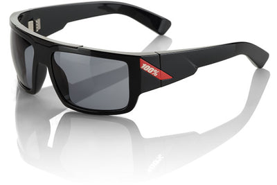 100% Heikki Sunglasses-Black/Red-Silver Mirror