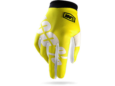 100% ITrack BMX Race Gloves-Neon Yellow