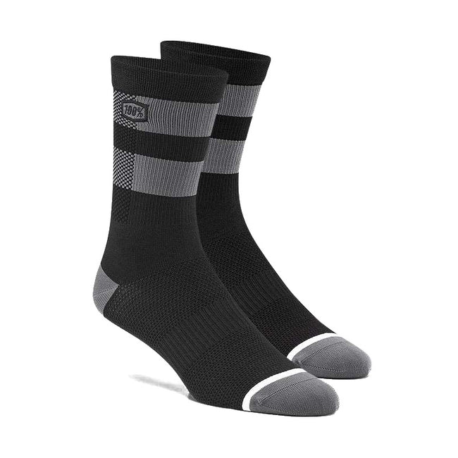 100% Flow Socks-Black/Grey - 1