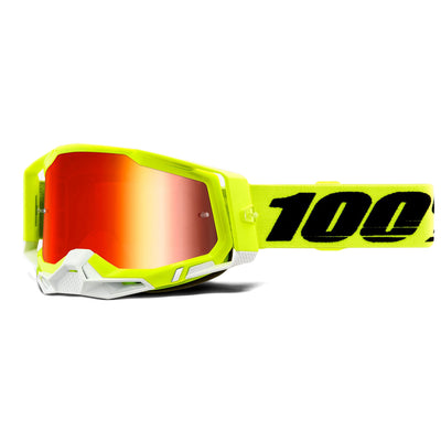 100% Racecraft2 Goggles-Fluorescent Yellow-Mirror Red Lens