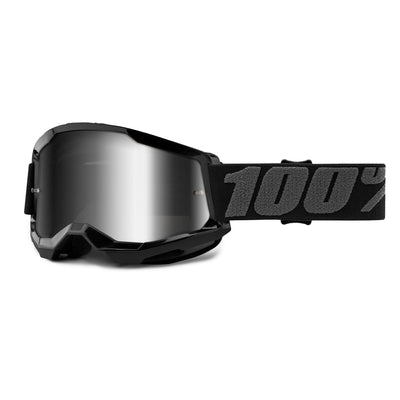 100% Strata2 Goggles-Black-Mirror Silver Lens