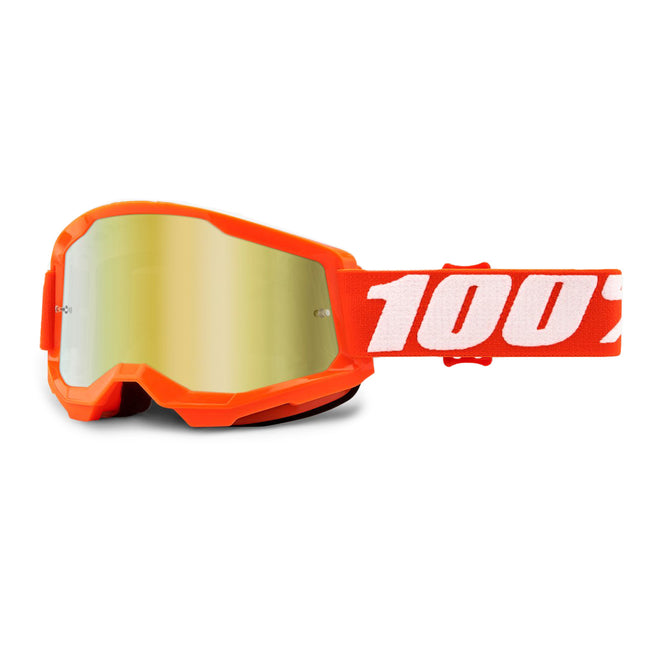 100% Strata2 Goggles-Orange-Mirror Gold Lens - 1