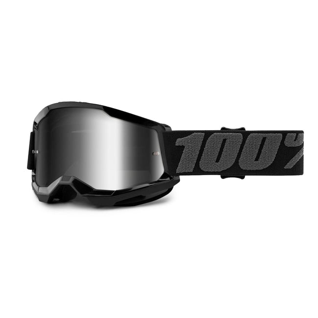 100% Strata2 Youth Goggles-Black-Mirror Silver Lens - 1