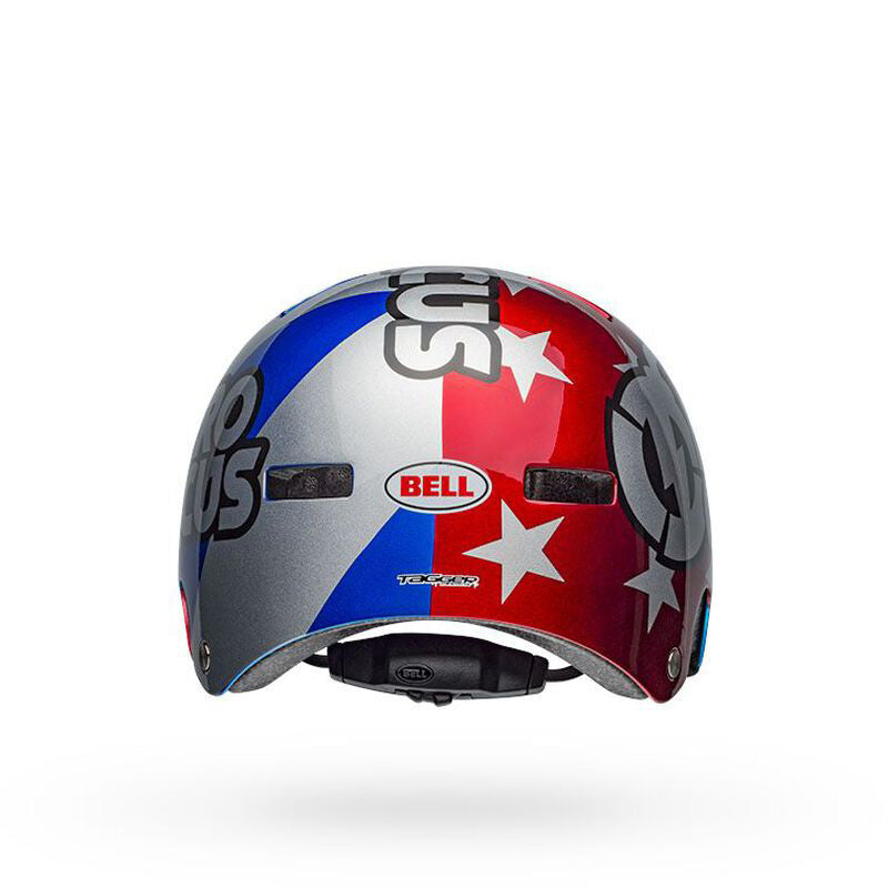 bell bike helmet red white and blue Bell Local Helmet-Nitro Circus Gloss Silver/Blue/Red