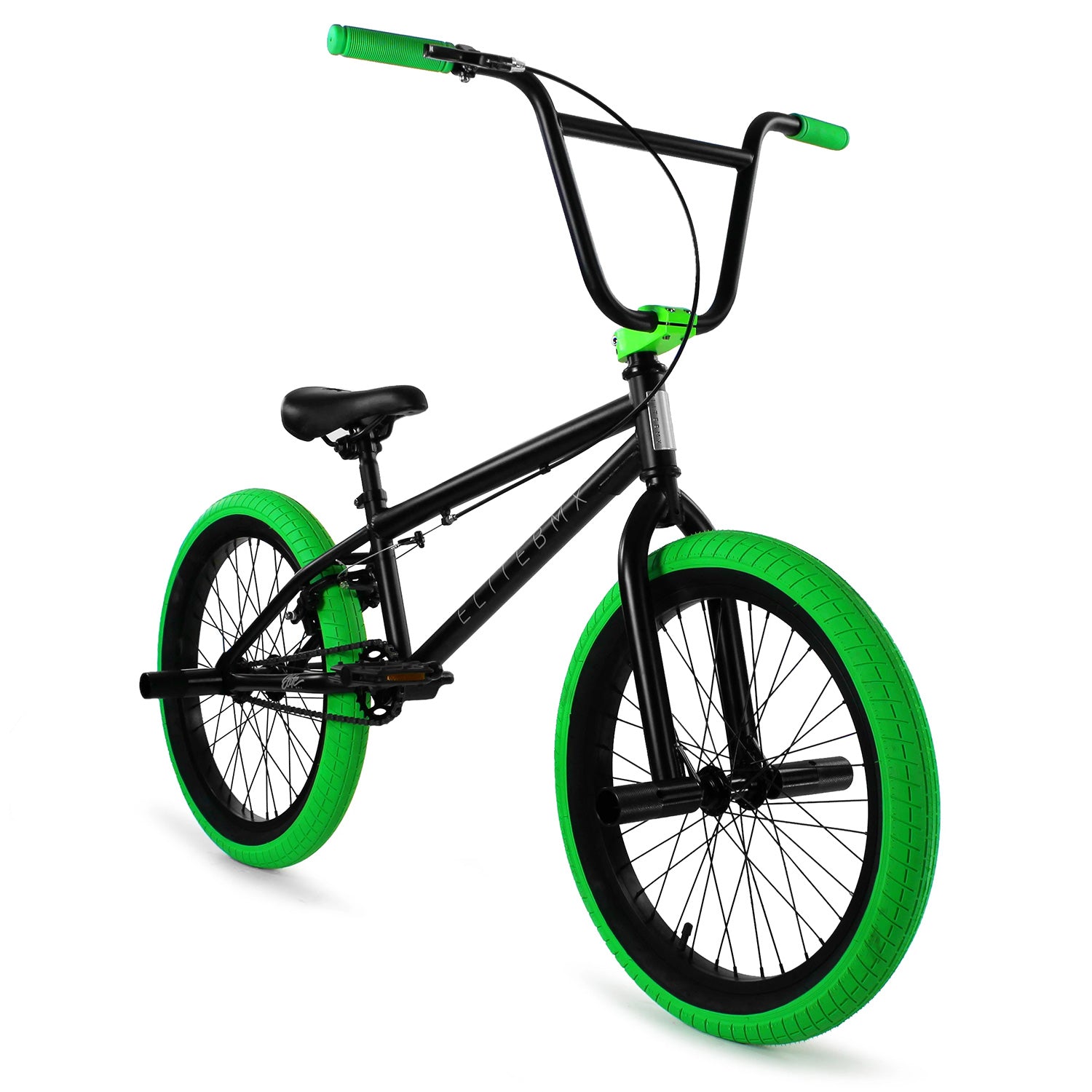 Elite BMX Stealth 20inch TT BMX Freestyle Bike Black Green J R Bicycles Inc