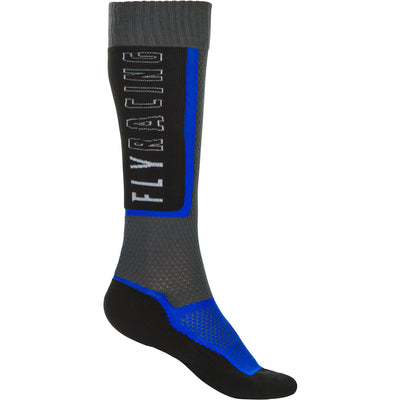 Fly Racing Thin MX Socks-Black/Grey/Blue