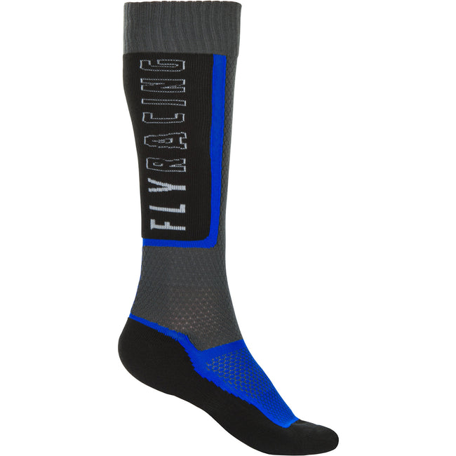 Fly Racing Thin MX Socks-Black/Grey/Blue - 1