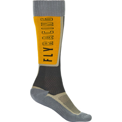 Fly Racing Thin MX Socks-Black/Grey/Mustard