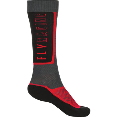 Fly Racing Thin MX Socks-Black/Grey/Red