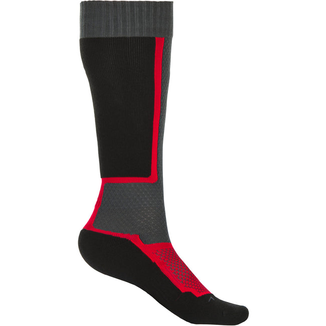 Fly Racing Thin MX Socks-Black/Grey/Red - 2