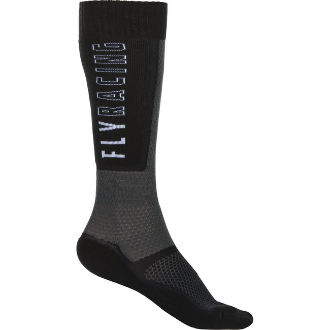 Fly Racing Thin MX Socks-Black/Grey/White - 1