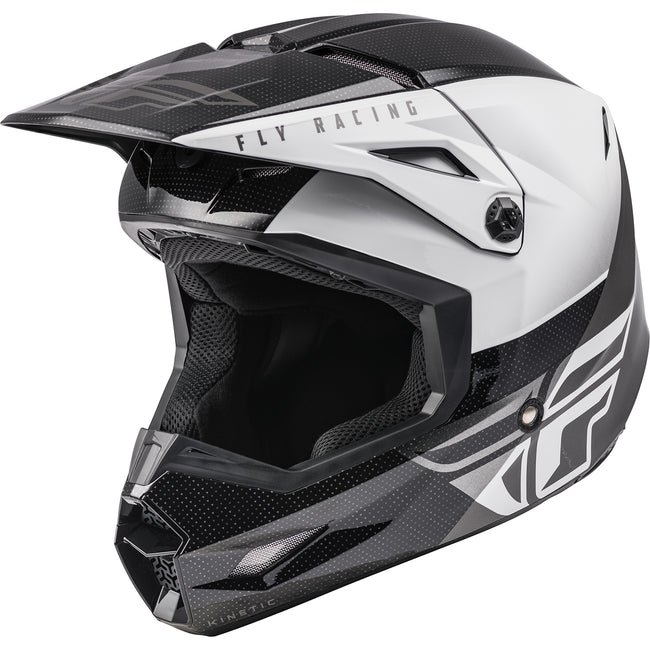 Fly Racing Kinetic Straight Edge BMX Race Helmet-Black/White - 1