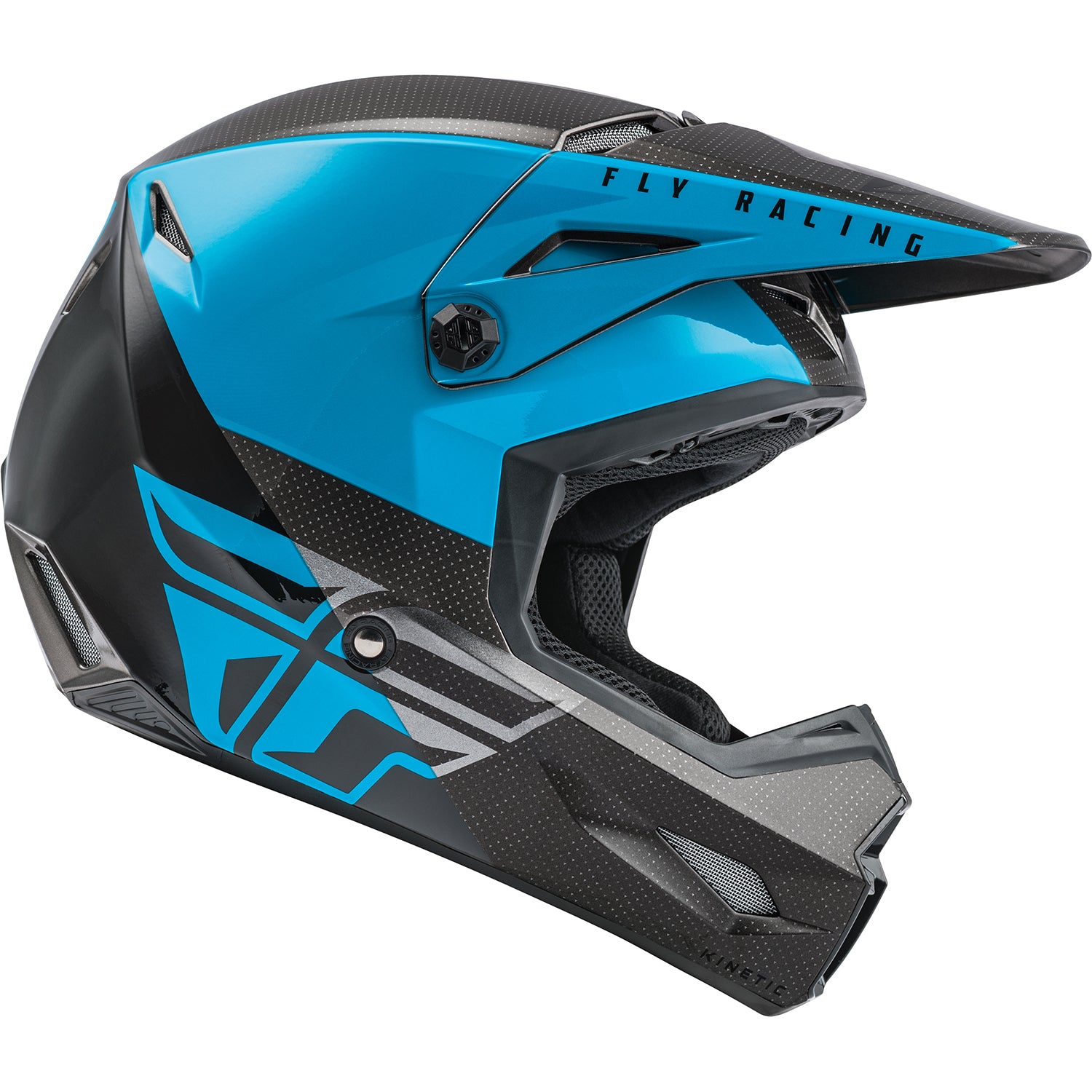 Fly Racing Kinetic Straight Edge BMX Race Helmet Blue Grey Black J R Bicycles Inc