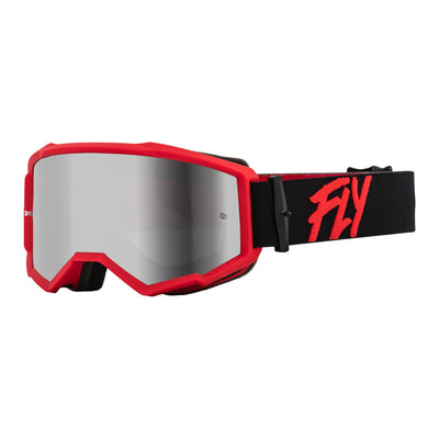 Fly Racing Zone Goggles-Black/Red W/Silver Mirror/Smoke Lens