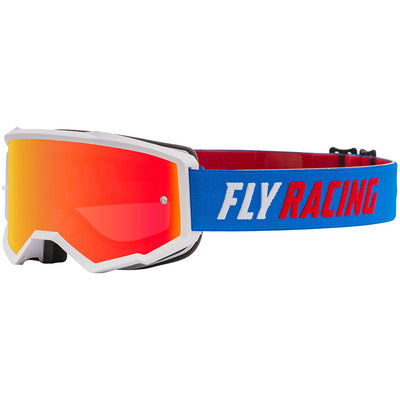 Fly Racing 2022 Zone Goggles-Blue/White/Red W/Red Mirror/Smoke Lens