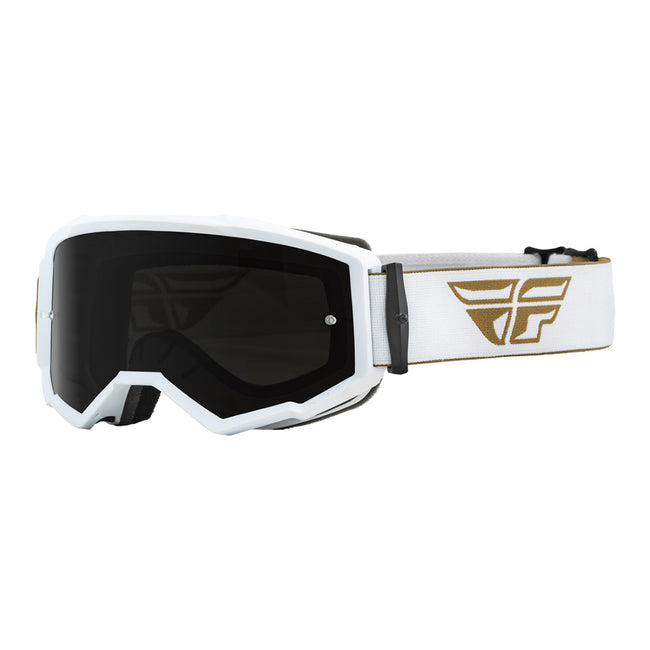 Fly Racing Zone Goggles-Gold/White W/Dark Smoke/Smoke Lens - 1