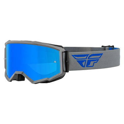 Fly Racing 2022 Zone Goggles-Grey/Blue W/Sky Blue Mirror/Smoke Lens