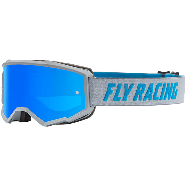 Fly Racing 2022 Zone Goggles-Grey/Blue W/Sky Blue Mirror/Smoke Lens-W/Post - 1