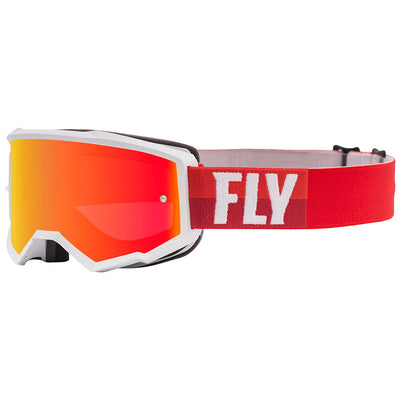 Fly Racing 2022 Zone Goggles-White/Red W/Red Mirror/Brown Lens