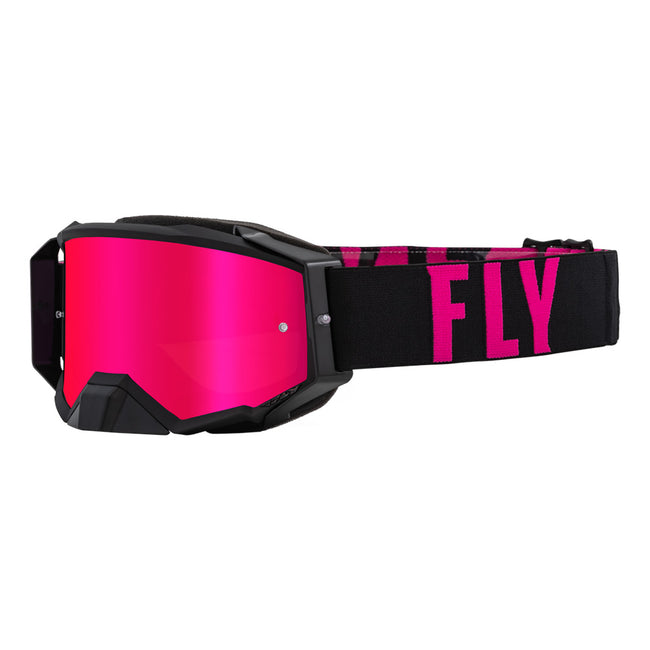 Fly Racing Zone Pro Goggles-Black/Pink W/Pink Mirror/Smoke Lens - 1