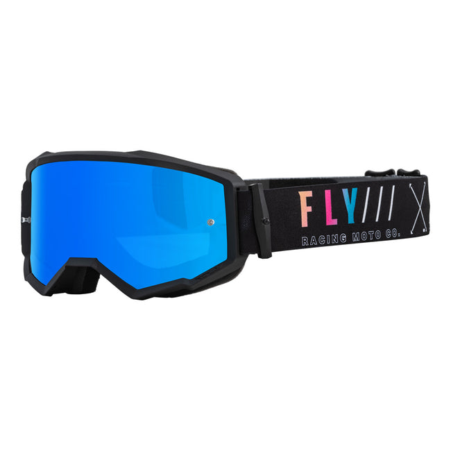 Fly Racing S.E. Goggles-Black/Sunset W/Sky Blue Mirror/Smoke Lens - 1