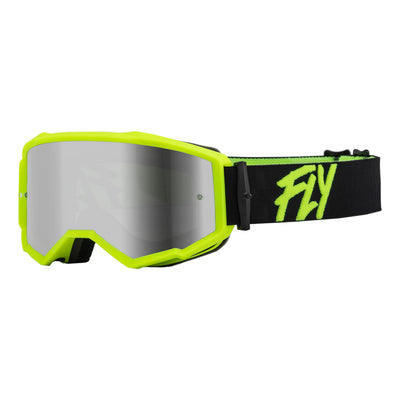 Fly Racing Zone Goggles-Black/Hi-Vis W/Silver Mirror/Smoke Lens