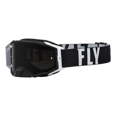 Fly Racing 2022 Zone Pro Goggles-Black/White w/Dark Smoke Lens-w/Post