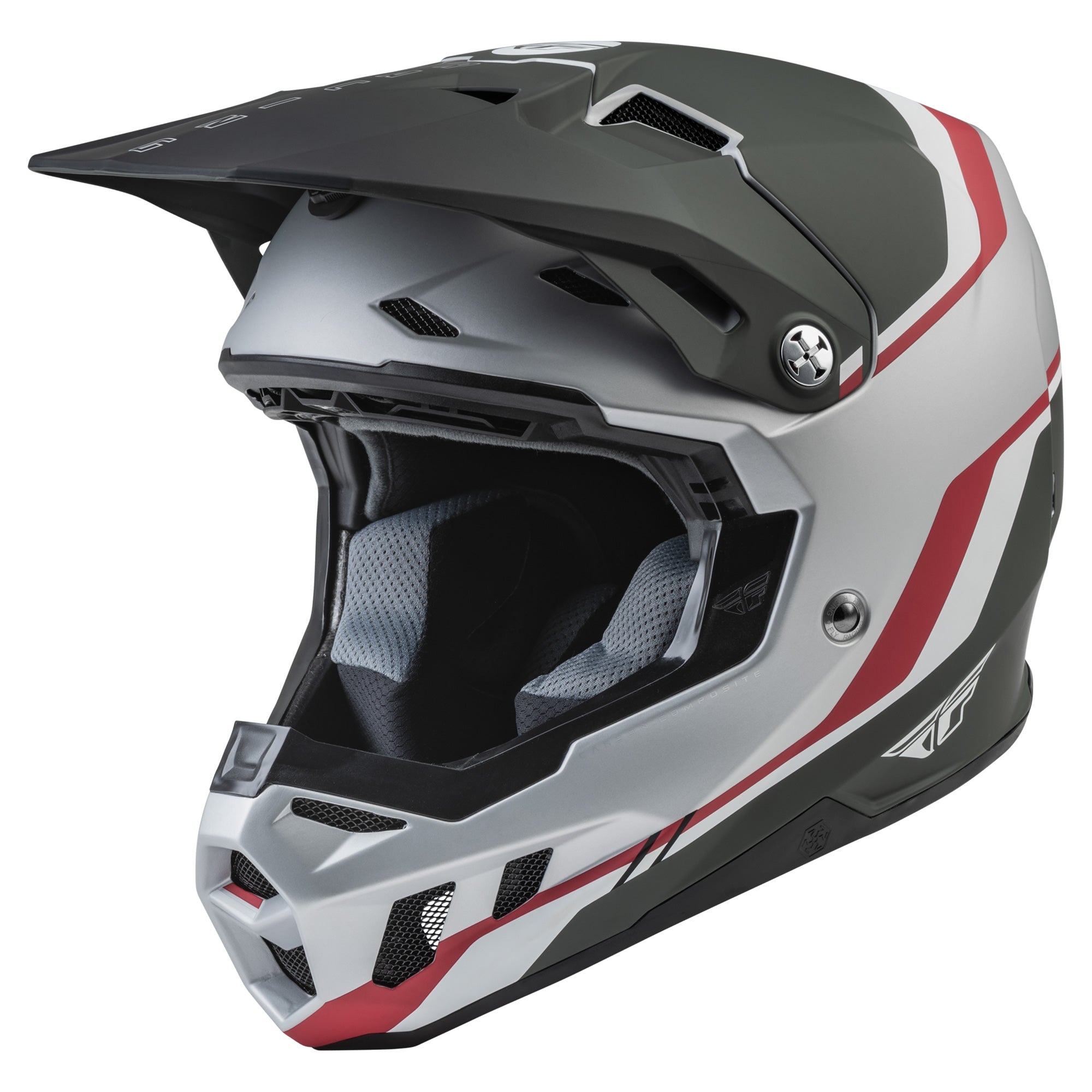 fly white motorcycle helmet Fly Racing Formula CC Driver Helmet - Silver/Red/White