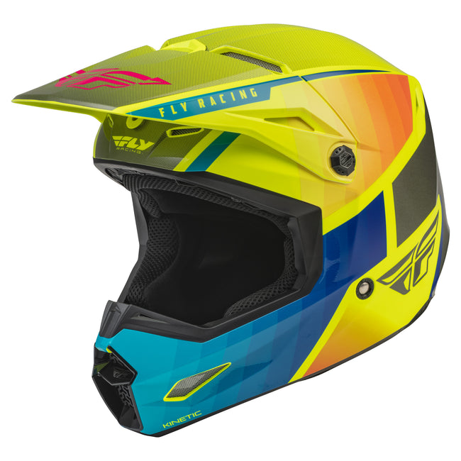 Fly Racing 2022 Kinetic Drift BMX Race Helmet-Blue/Hi-Vis/Charcoal - 1