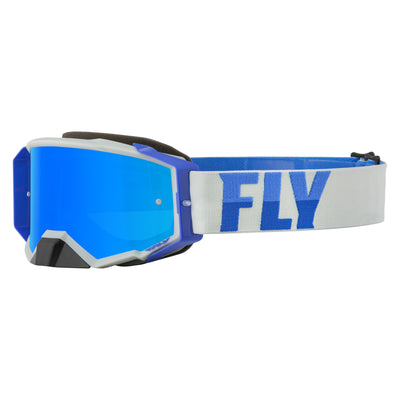 Fly Racing 2022 Zone Pro Goggles-Grey/Blue w/Sky Blue Mirror/Smoke Lens
