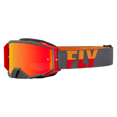 Fly Racing 2022 Zone Pro Goggles-Grey/Red w/Red Mirror/Amber Lens