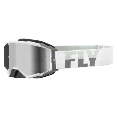 Fly Racing 2022 Zone Pro Goggles-White/Grey w/Silver Mirror/Smoke Lens