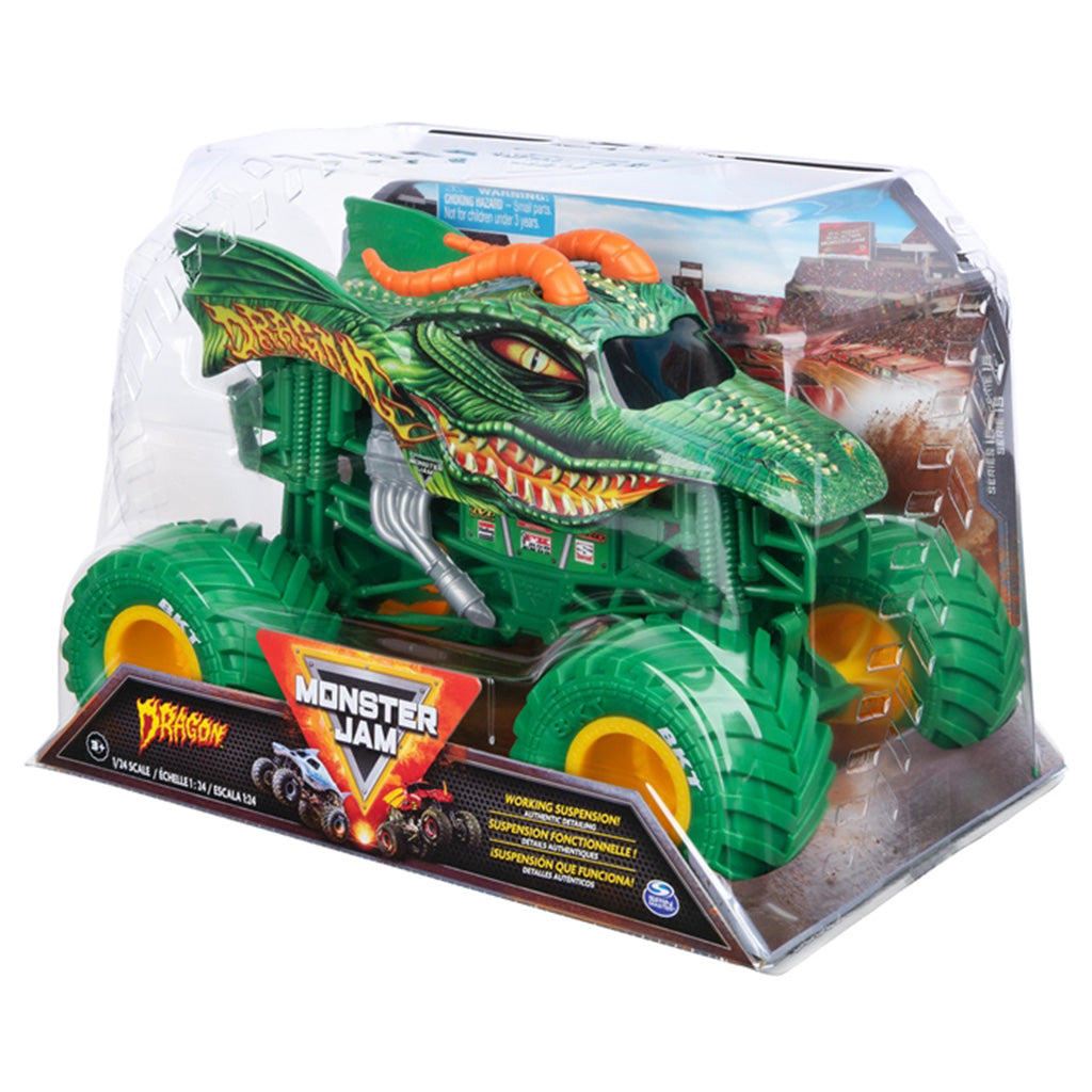 Monster Jam, Official Dragon Monster Truck, Die-Cast Vehicle, 1:24 Scale