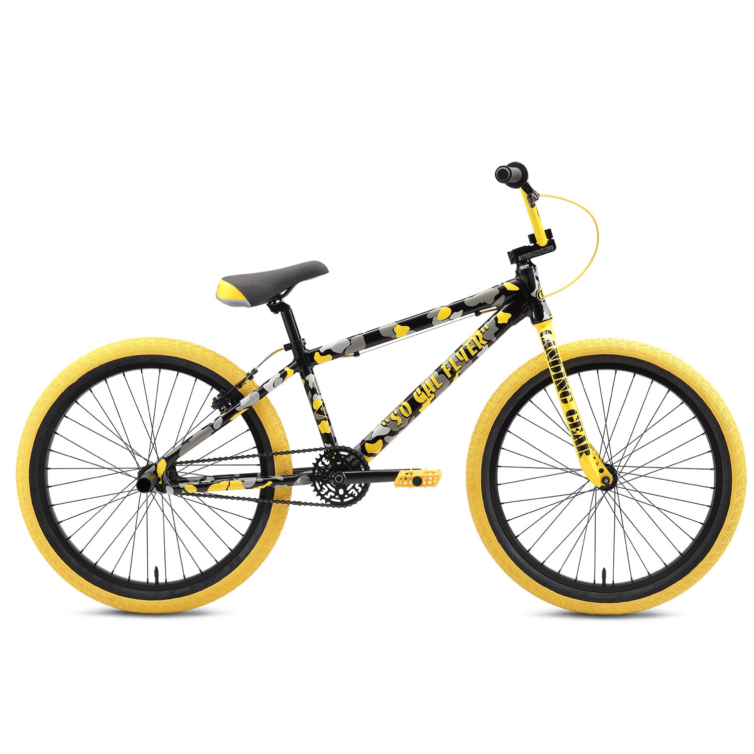 SE So Cal Flyer 24 inch BMX Freestyle Bike Yellow Camo J R