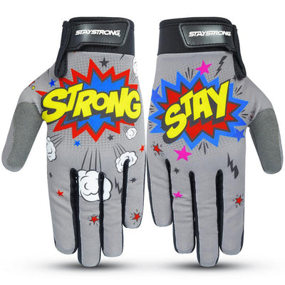 Stay Strong POW BMX Race Gloves-Grey