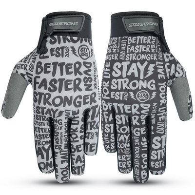 Stay Strong Sketch BMX Race Gloves-Black/Grey