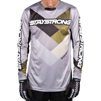 Stay Strong Chevron BMX Race Jersey-Grey