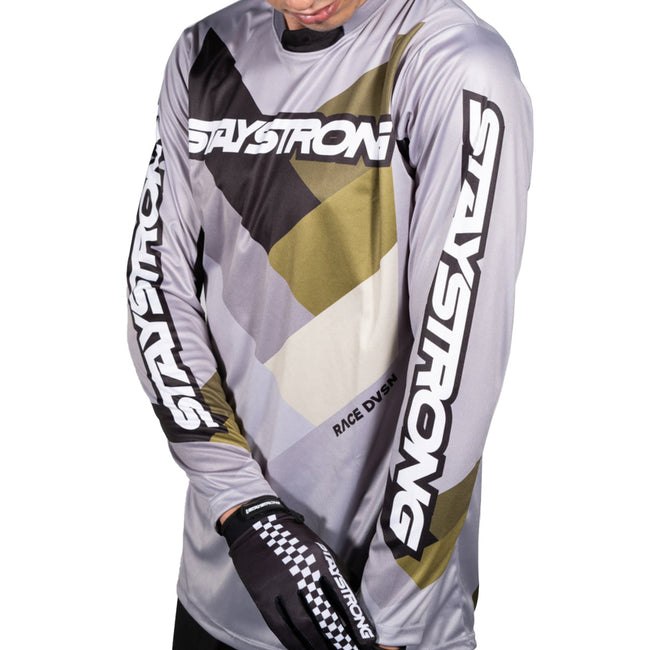 Stay Strong Chevron BMX Race Jersey-Grey - 2