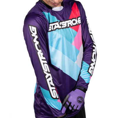 Stay Strong Chevron BMX Race Jersey-Purple