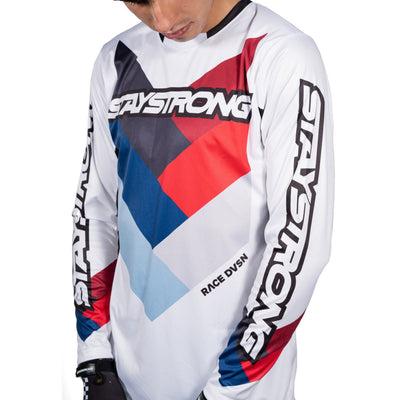 Stay Strong Chevron BMX Race Jersey-White