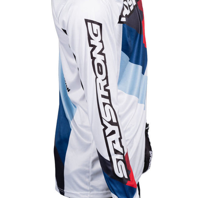 Stay Strong Chevron BMX Race Jersey-White - 3
