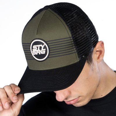 Stay Strong Icon Stripe Snapback Hat-Black/Olive