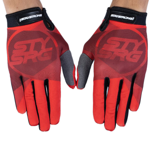 Stay Strong Tricolor BMX Race Gloves-Red - 1