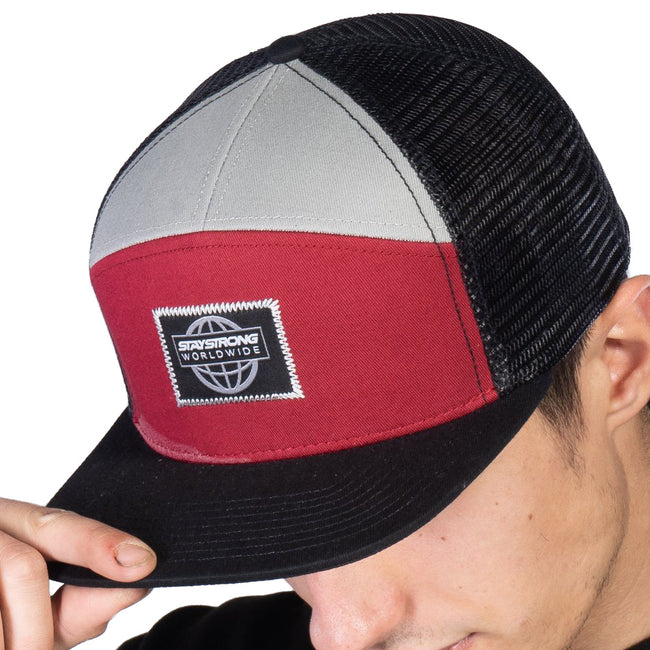 Stay Strong World Wide Snapback Hat-Black/Maroon - 1