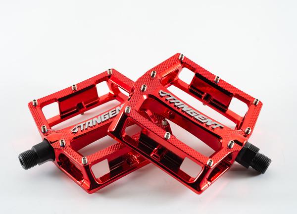 chrome bicycle pedals Tangent Platform Pedals-Red Chrome