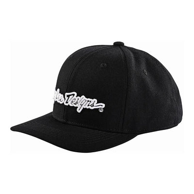 Troy Lee Curved Signature Snapback Hat-OSFA-Black/White
