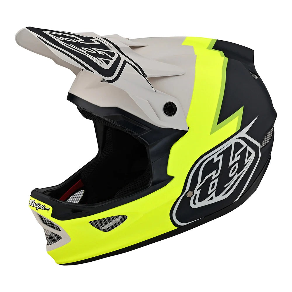 bike race yellow helmet Troy Lee Designs D3 Fiberlite BMX Race Helmet-Volt Flo Yellow